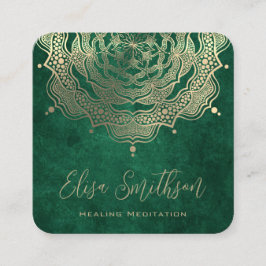 Green and Gold Mandala Reiki Heilmedizin Quadratische Visitenkarte
