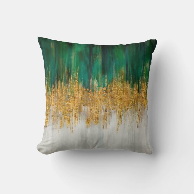 Green and gold motion abstract kissen (Vorderseite)