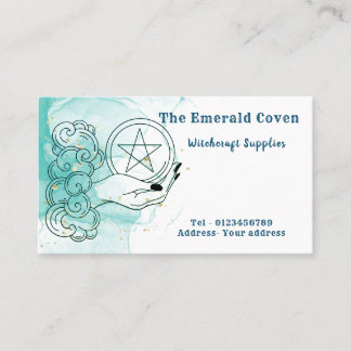 Green and Gold Pentagramm Hexchcraft Business Card Visitenkarte
