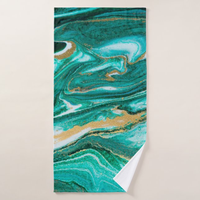 Green and gold ripple of agate background. Golden  Badehandtuch (Badehandtuch)