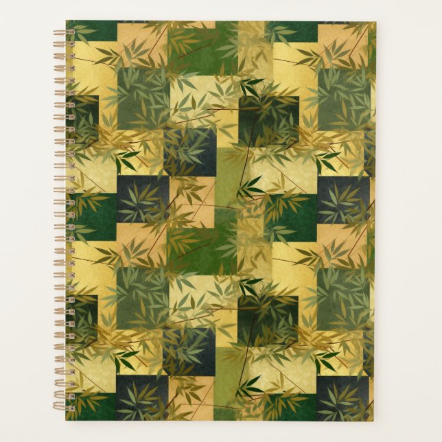 Green and Gold Squares Chiyogami Planner Planer (Vorderseite)