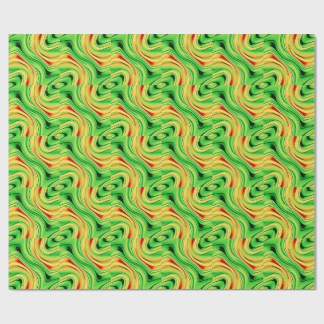 green and golden chrome waves geschenkpapier (Flach)