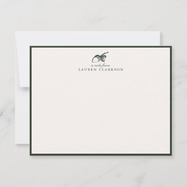 Green and Ivory Acorn Frame Note Card Save The Date (Vorderseite)