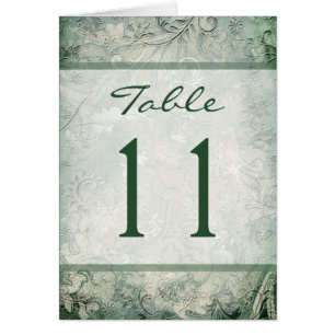 Green and Ivory Floral Tischnummer Card