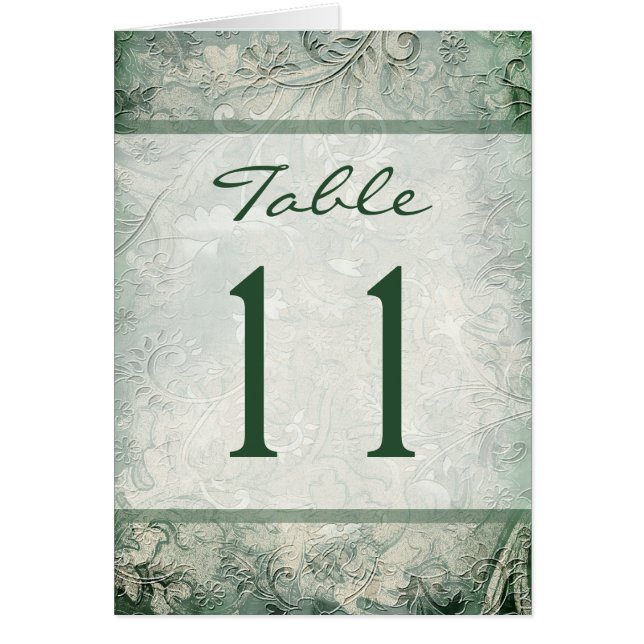 Green and Ivory Floral Tischnummer Card (Vorne)