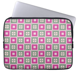 Green and Magenta Boxed Floral Laptop Sleeve
