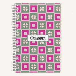 Green and Magenta Boxed Floral Spiral Notebook Notizbuch