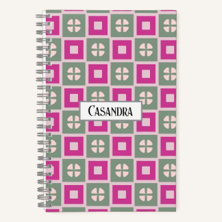Green and Magenta Boxed Floral Spiral Notebook Notizbuch