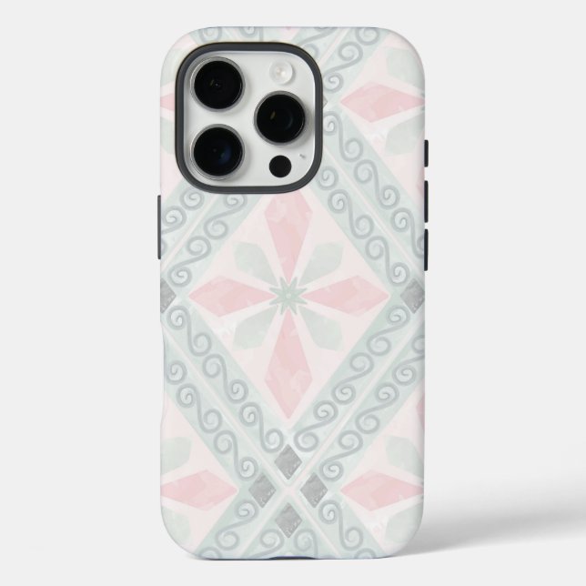 Green and pink pastel diamond pattern Case-Mate iPhone hülle (Rückseite)