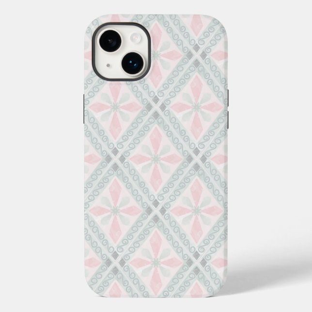 Green and pink pastel diamond pattern Case-Mate iPhone hülle (Rückseite)