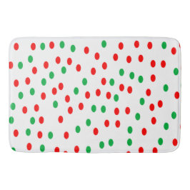 Green and Red Christmas Polka Dots Badematte