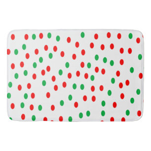 Green and Red Christmas Polka Dots Badematte