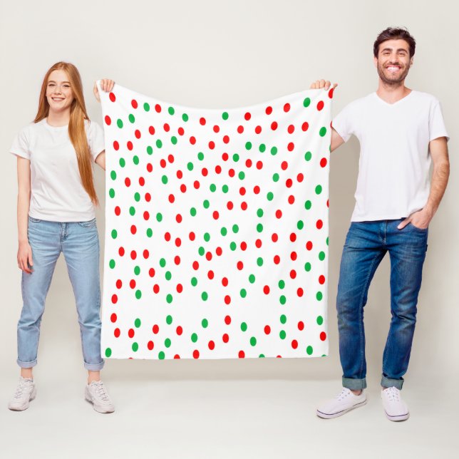 Green and Red Christmas Polka Dots Fleecedecke (Beispiel)