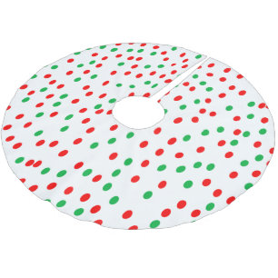 Green and Red Christmas Polka Dots Polyester Weihnachtsbaumdecke