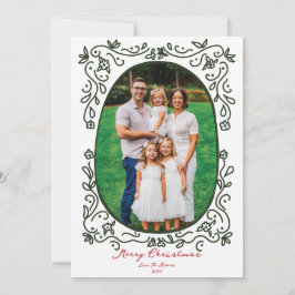 Green and Red Hand Drawn Illustrated Doodle Photo Feiertagskarte