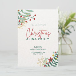 Green and Red Simple Christmas Alina Party Einladung