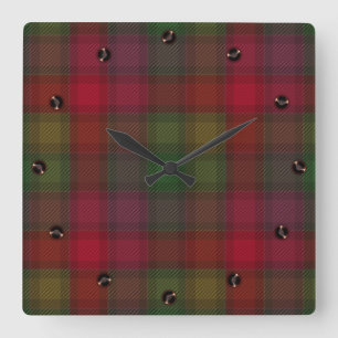 Green and red, tartan quadratische wanduhr