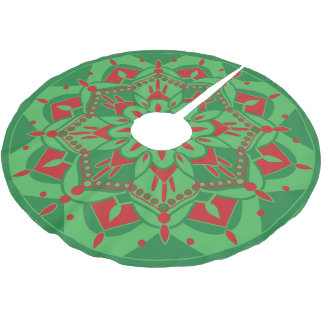 Green and Red Tree Skirt Polyester Weihnachtsbaumdecke