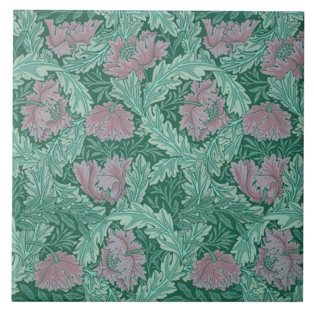 Green and Red Wreath Pattern (von William Morris) Fliese (Vorderseite)