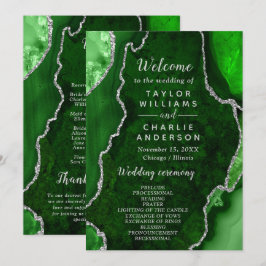 Green and Silver Agate Wedding Program Programm