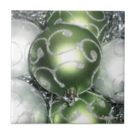 'Green and Silver Sparkle' Trivet/Tile Fliese