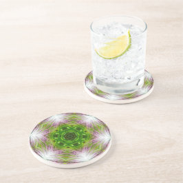 GREEN AND WHITE ABSTRACT DRAWING. SAMER BRASIL. 2 GETRÄNKEUNTERSETZER