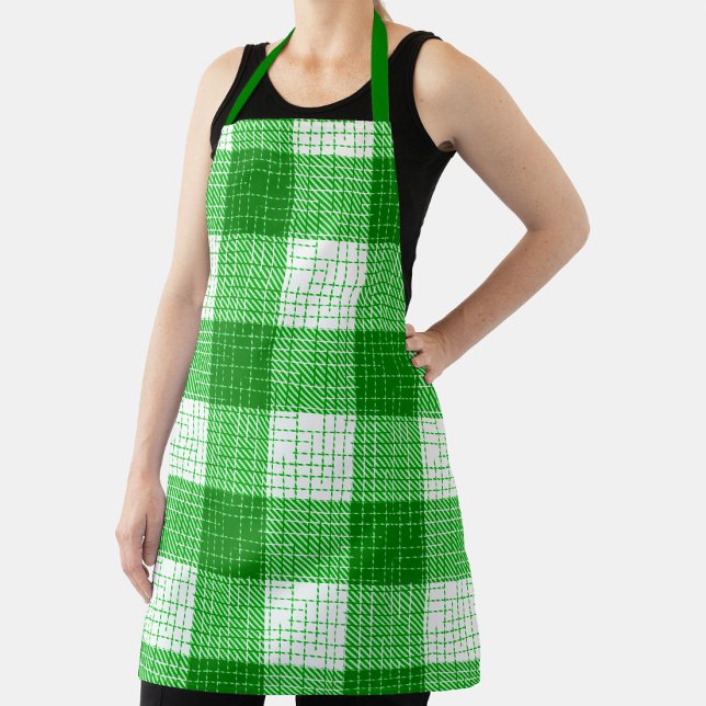 Green and White Bold Checkered Plaid Design  Schürze (Von Creator hochgeladen)