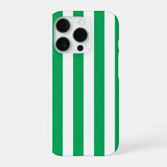 Green and White Cabana Stripes  iPhone Hülle (Rückseite)
