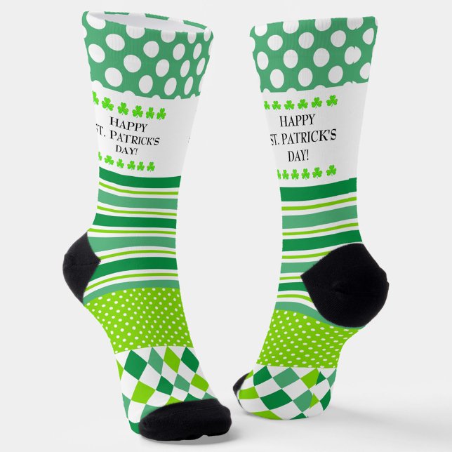 Green and White Crazy Patterns  Socken (Von Creator hochgeladen)