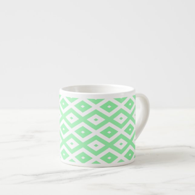 Green and white diamond pattern espressotasse (Vorderseite Rechts)