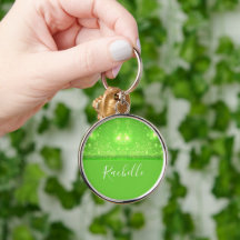 Green and white glitter print