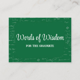 Green and White Graduate Words of Wisdom Advice Begleitkarte