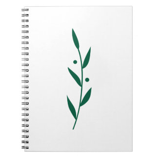 Green and White Leaf Branch Clean Botanical  Notizblock