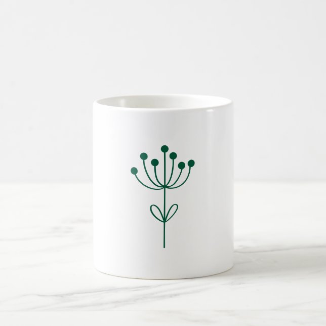 Green and White Minimalist Botanical Kaffeetasse (Mittel)