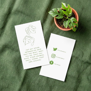 Green and white monstera Social Media Vielen Dank Begleitkarte