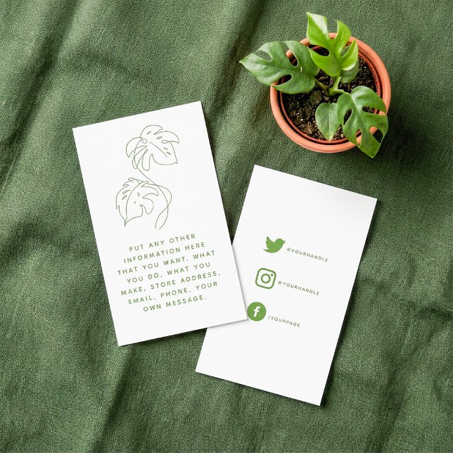 Green and white monstera Social Media Vielen Dank Begleitkarte (Green and white monstera social media thank you enclosure card.)