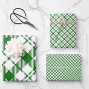 Green and White Pläd Wrapping Paper Sheets Geschenkpapier Set