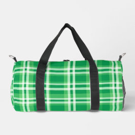 Green And White Plaid Duffle Bag