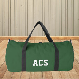 Green and White School Colors with Letters Duffle Bag