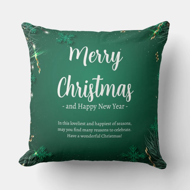 Green and White Simple Christmas Day Best 20" x20" Kissen (Vorderseite)