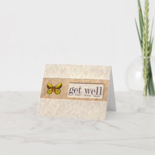 Green and Yellow Butterfly Get Well Soon Card Karte
