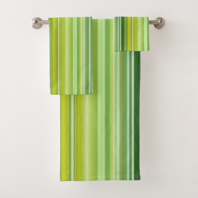 Green and Yellow Stripes Badhandtuch Set (Insitu)