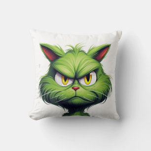 Green Angry Cat Kissen