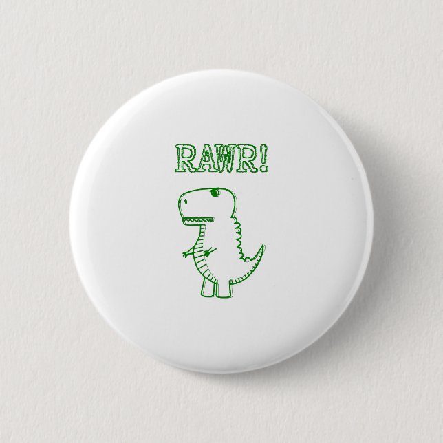 Green Angry T Rex Dino Button (Vorderseite)