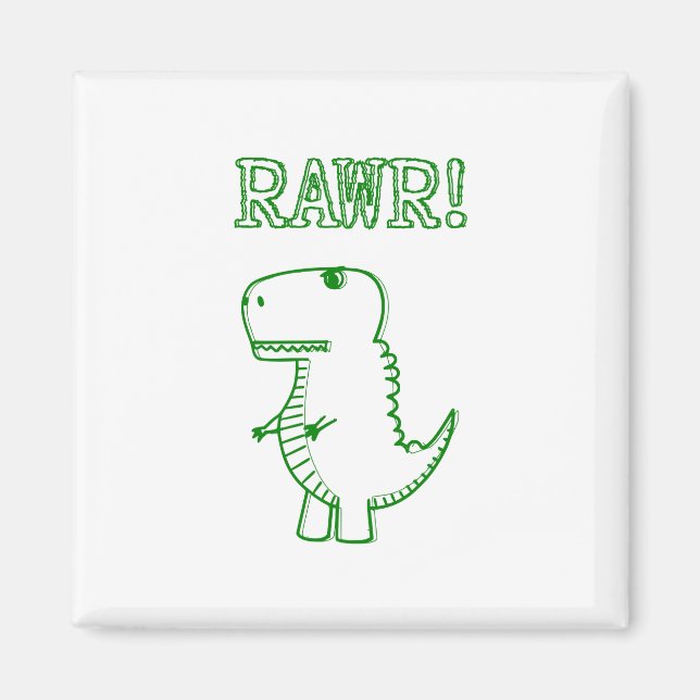 Green Angry T Rex Dino Magnet (Vorne)