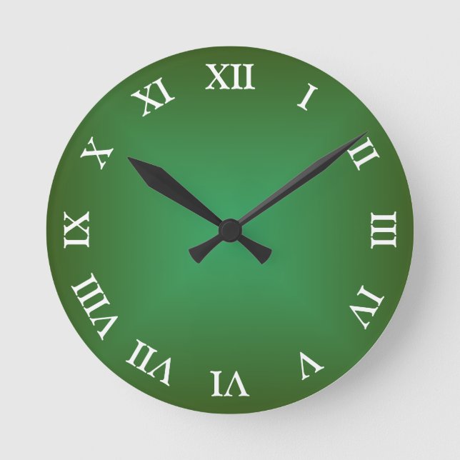 Green Angular Ombre Arabisch oder Roman Numerus Runde Wanduhr (Vorderseite)