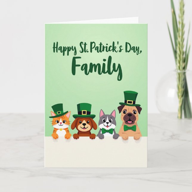 Green Animal Friends Holiday Card Karte (Vorderseite)