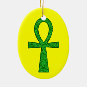 Green Ankh Keramikornament