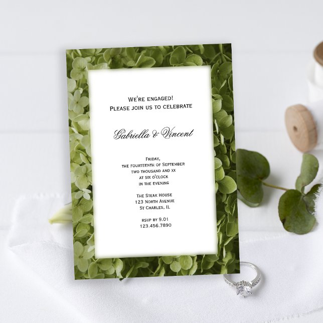 Green Annabelle Hydrangea Blume Engagement Party Einladung (Von Creator hochgeladen)