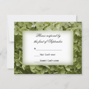 Green Annabelle Hydrangea Blume Wedding RSVP Card